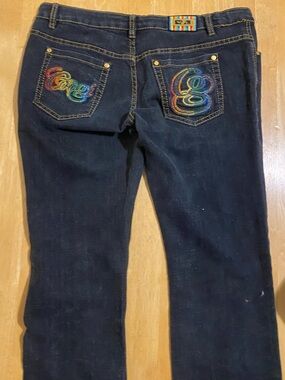 COOGI women  Dark Blue Straight Jeans with Contrast Stitching